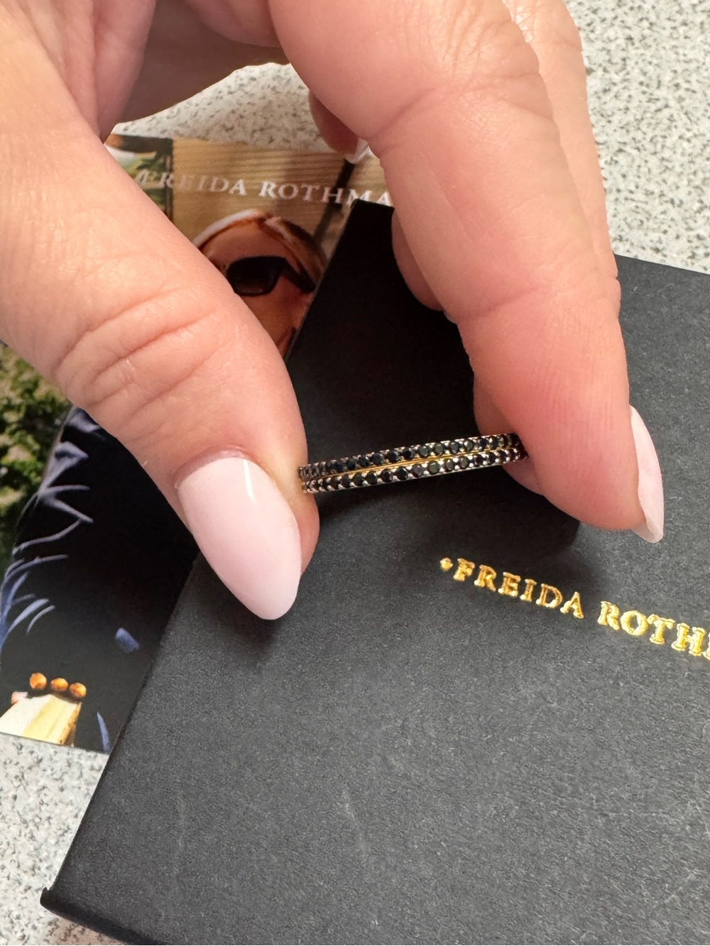 Freida Rothman Black Pave Stacking Ring